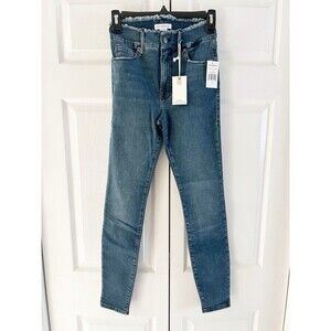 Good American 00/24 Good Legs Fray Waistband Skinny Jeans new